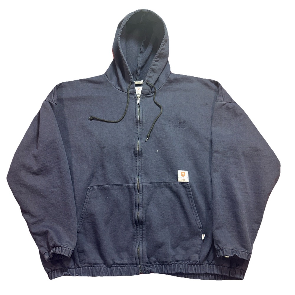 Tyndale FR Mens 3XL Fire Flame Resistant Full Zip Hoodie Blue USA Workwear